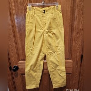 Womens Vintage Yellow 80s 90s Pants Cropped size Small